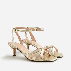 J Crew Violetta Kitten-Heel Criscross Sandal - Gold Size 9 BRAND NEW